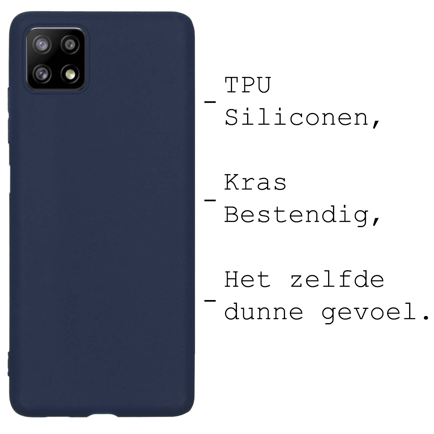 BASEY. Hoes Geschikt voor Samsung M22 Hoesje Siliconen Back Cover Case - Hoesje Geschikt voor Samsung Galaxy M22 Hoes Cover Hoesje - Donkerblauw - 2 Stuks