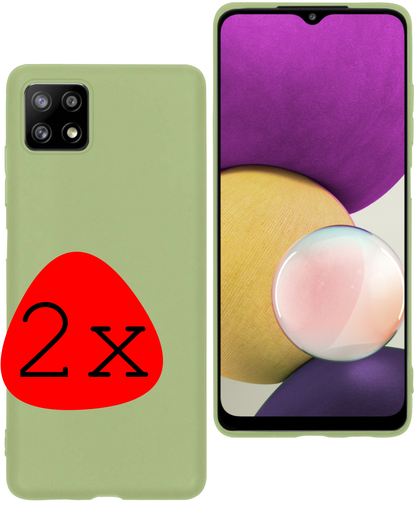 BASEY. Hoes Geschikt voor Samsung M22 Hoesje Siliconen Back Cover Case - Hoesje Geschikt voor Samsung Galaxy M22 Hoes Cover Hoesje - Groen - 2 Stuks