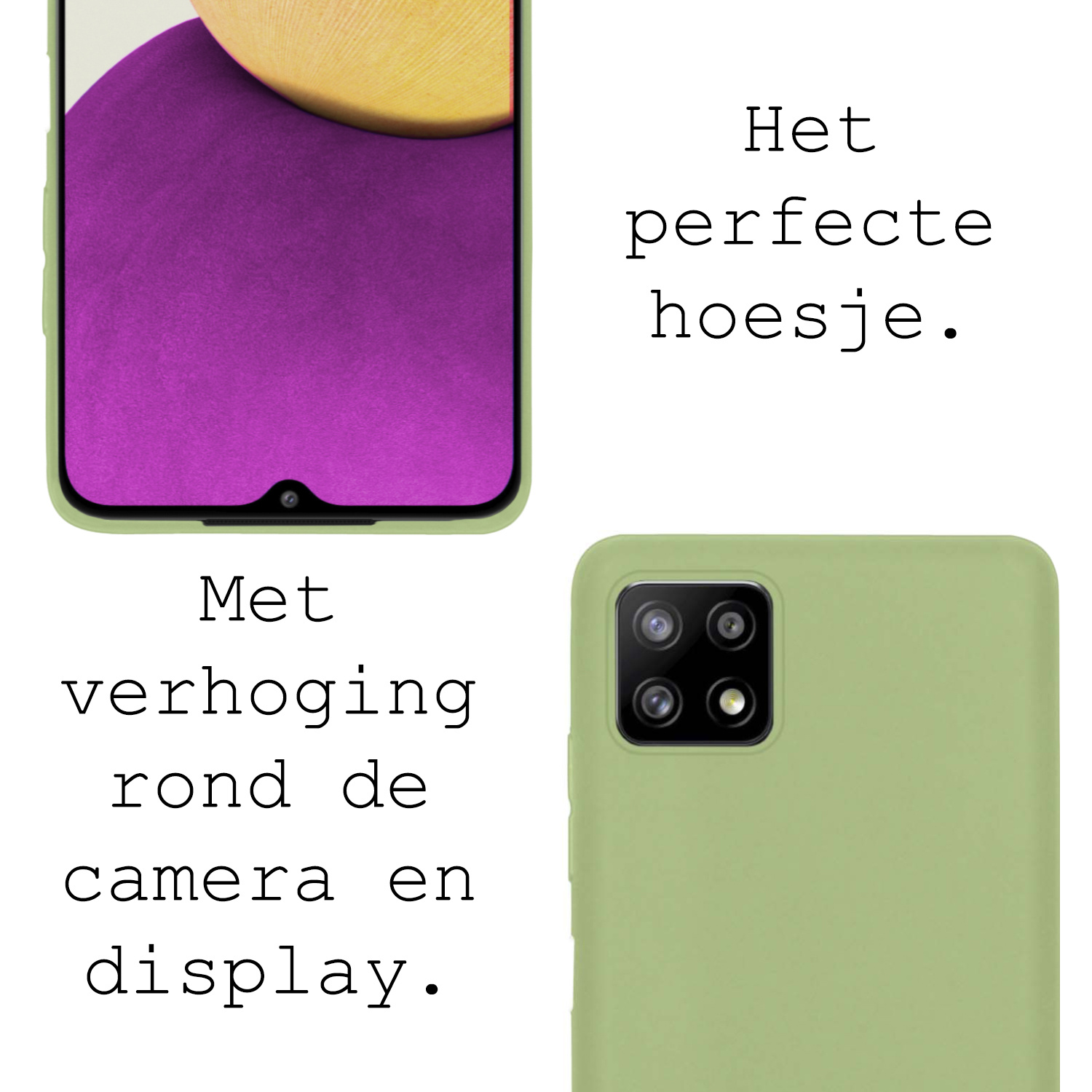 BASEY. Hoes Geschikt voor Samsung M22 Hoesje Siliconen Back Cover Case - Hoesje Geschikt voor Samsung Galaxy M22 Hoes Cover Hoesje - Groen - 2 Stuks