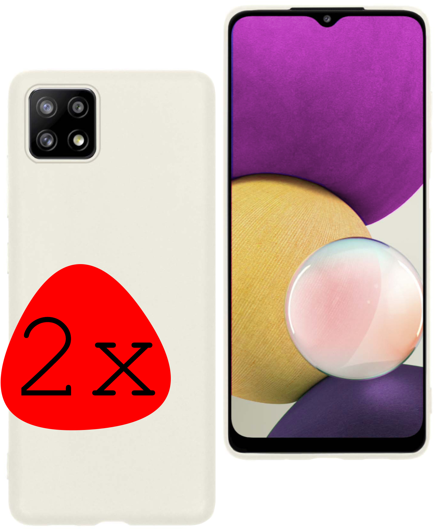 BASEY. Hoes Geschikt voor Samsung M22 Hoesje Siliconen Back Cover Case - Hoesje Geschikt voor Samsung Galaxy M22 Hoes Cover Hoesje - Wit - 2 Stuks