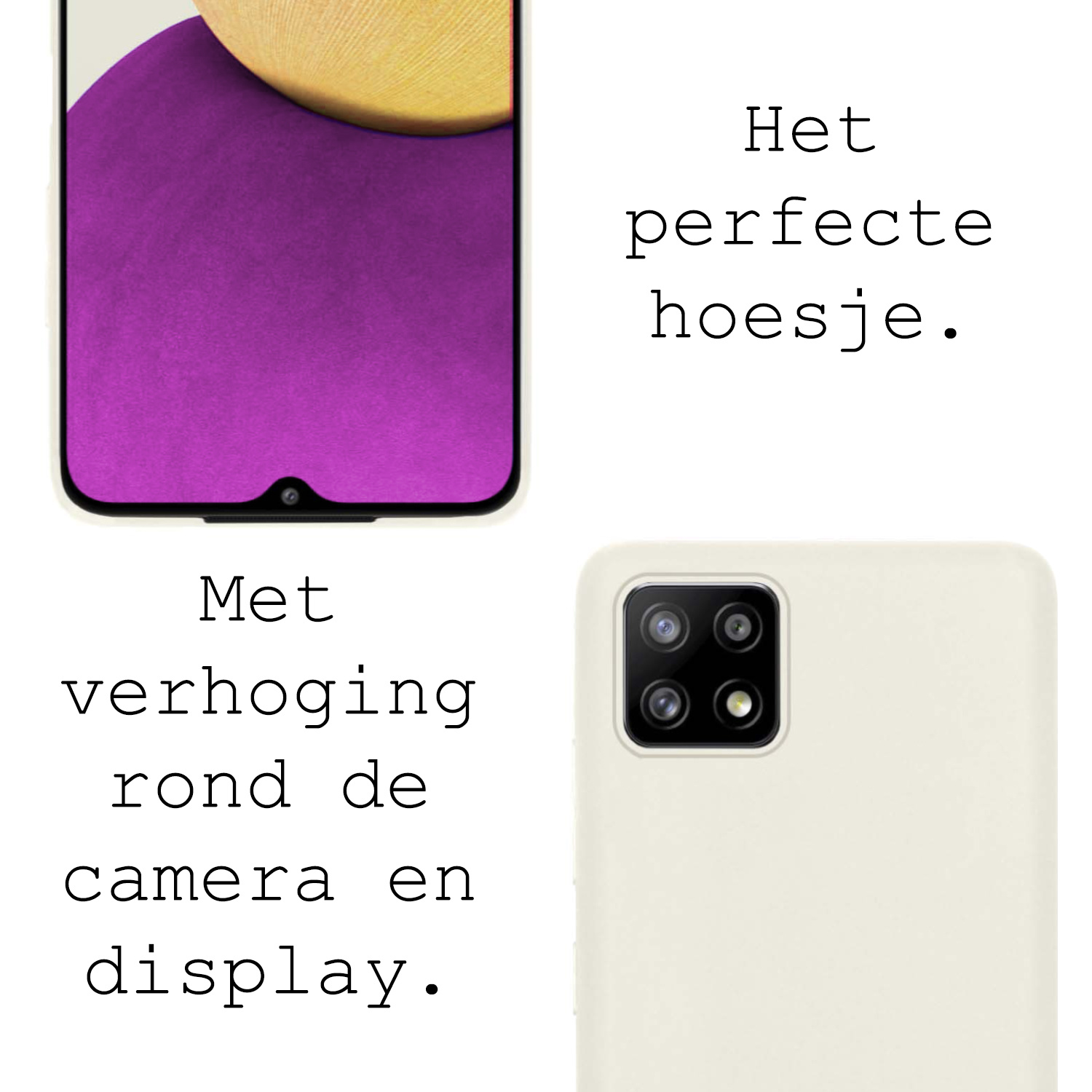 BASEY. Hoes Geschikt voor Samsung M22 Hoesje Siliconen Back Cover Case - Hoesje Geschikt voor Samsung Galaxy M22 Hoes Cover Hoesje - Wit - 2 Stuks