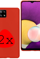 BASEY. Hoes Geschikt voor Samsung M22 Hoesje Siliconen Back Cover Case - Hoesje Geschikt voor Samsung Galaxy M22 Hoes Cover Hoesje - Rood - 2 Stuks