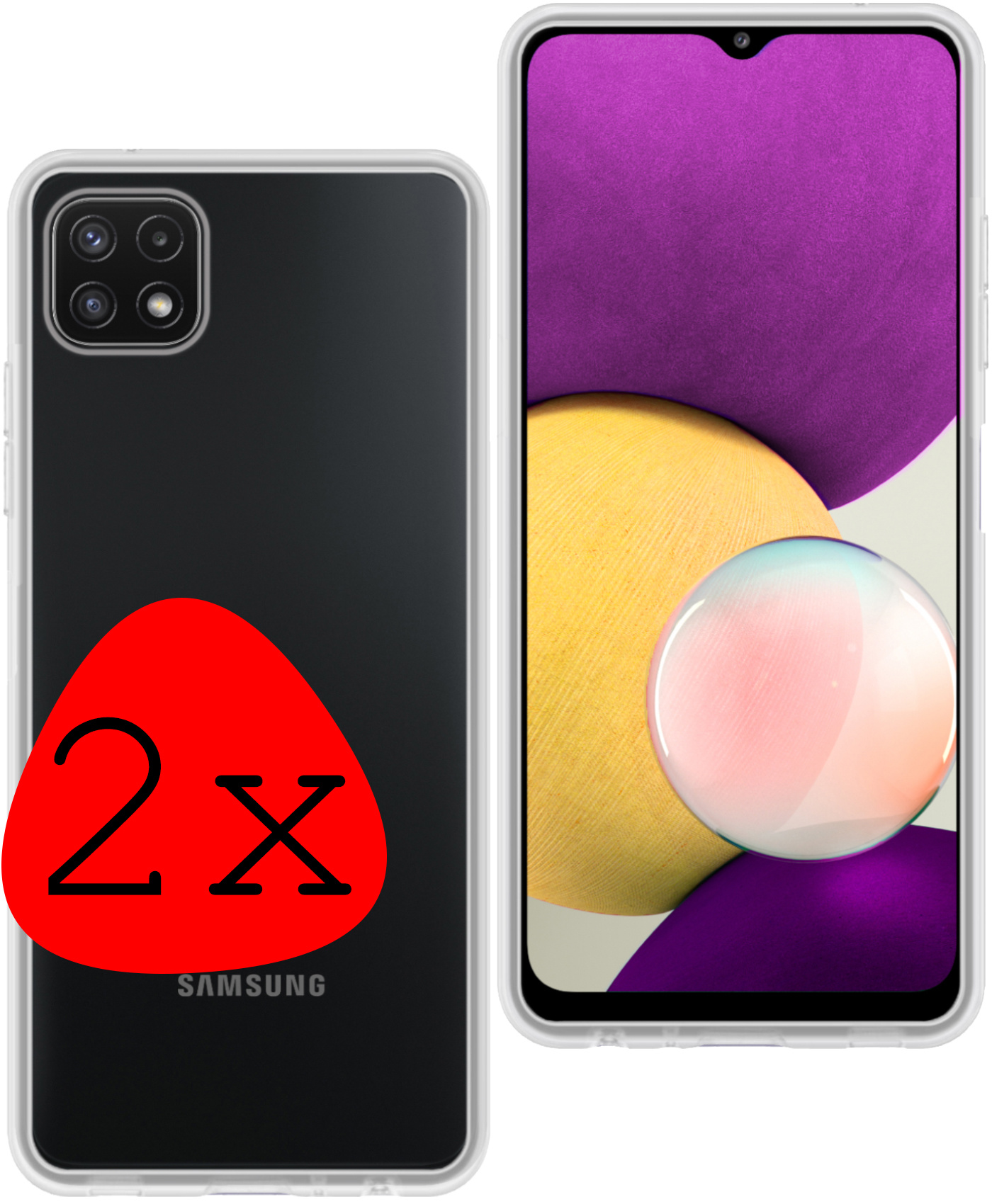 BASEY. Hoes Geschikt voor Samsung M22 Hoesje Siliconen Back Cover Case - Hoesje Geschikt voor Samsung Galaxy M22 Hoes Cover Hoesje - Transparant - 2 Stuks
