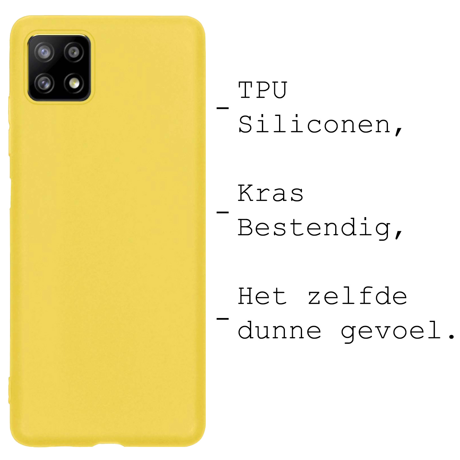 BASEY. Hoes Geschikt voor Samsung M22 Hoesje Siliconen Back Cover Case - Hoesje Geschikt voor Samsung Galaxy M22 Hoes Cover Hoesje - Geel