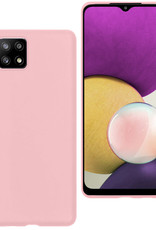 BASEY. Hoes Geschikt voor Samsung M22 Hoesje Siliconen Back Cover Case - Hoesje Geschikt voor Samsung Galaxy M22 Hoes Cover Hoesje - Lichtroze