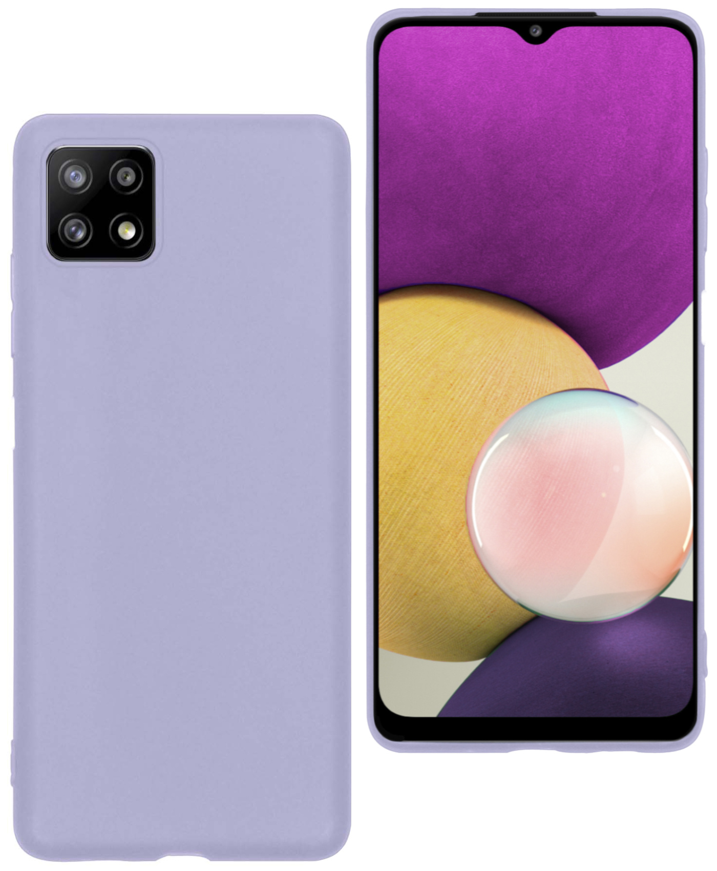 BASEY. Hoes Geschikt voor Samsung M22 Hoesje Siliconen Back Cover Case - Hoesje Geschikt voor Samsung Galaxy M22 Hoes Cover Hoesje - Lila