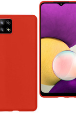 BASEY. Hoes Geschikt voor Samsung M22 Hoesje Siliconen Back Cover Case - Hoesje Geschikt voor Samsung Galaxy M22 Hoes Cover Hoesje - Rood