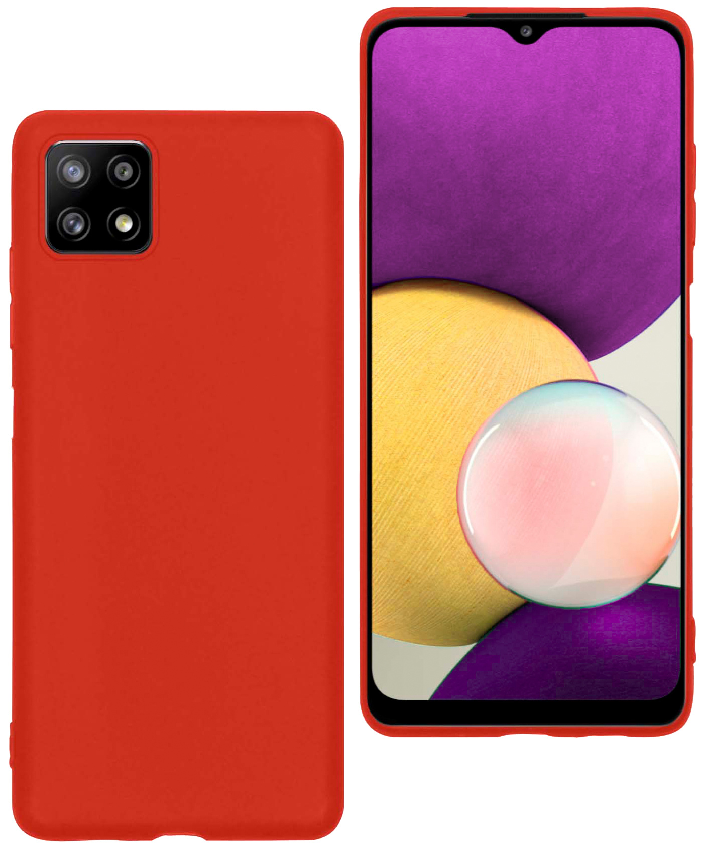 BASEY. Hoes Geschikt voor Samsung M22 Hoesje Siliconen Back Cover Case - Hoesje Geschikt voor Samsung Galaxy M22 Hoes Cover Hoesje - Rood