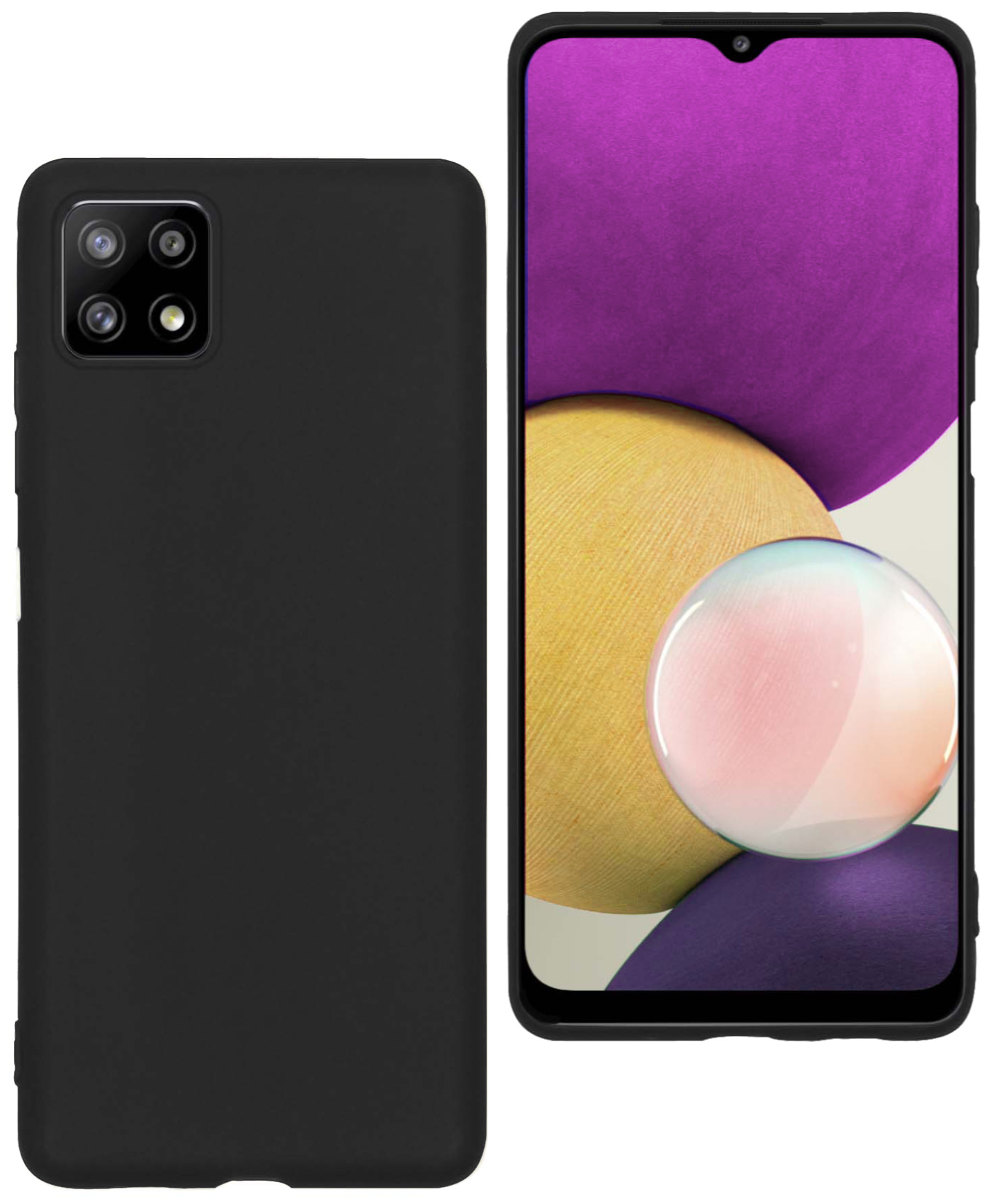 BASEY. Hoes Geschikt voor Samsung M22 Hoesje Siliconen Back Cover Case - Hoesje Geschikt voor Samsung Galaxy M22 Hoes Cover Hoesje - Zwart