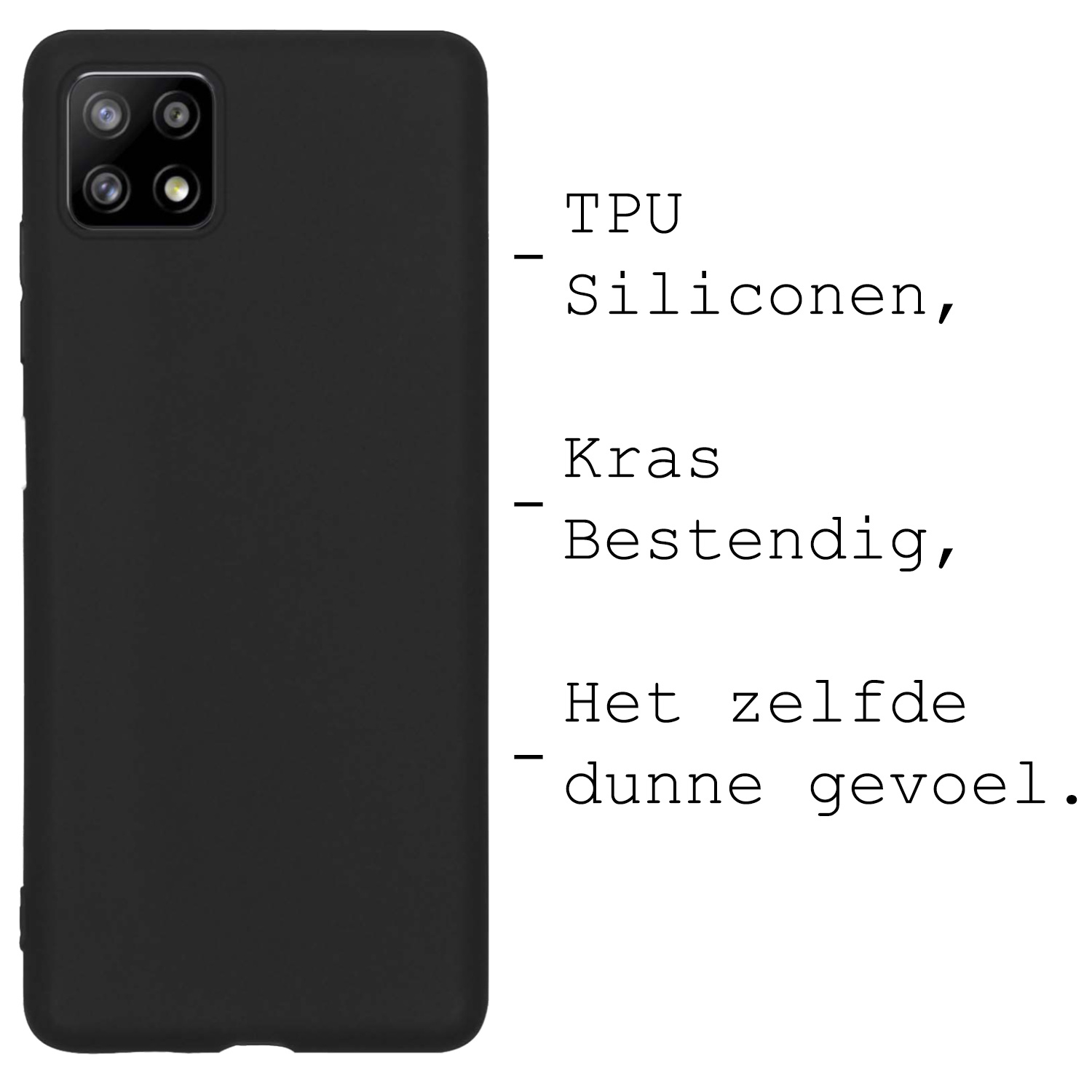 BASEY. Hoes Geschikt voor Samsung M22 Hoesje Siliconen Back Cover Case - Hoesje Geschikt voor Samsung Galaxy M22 Hoes Cover Hoesje - Zwart