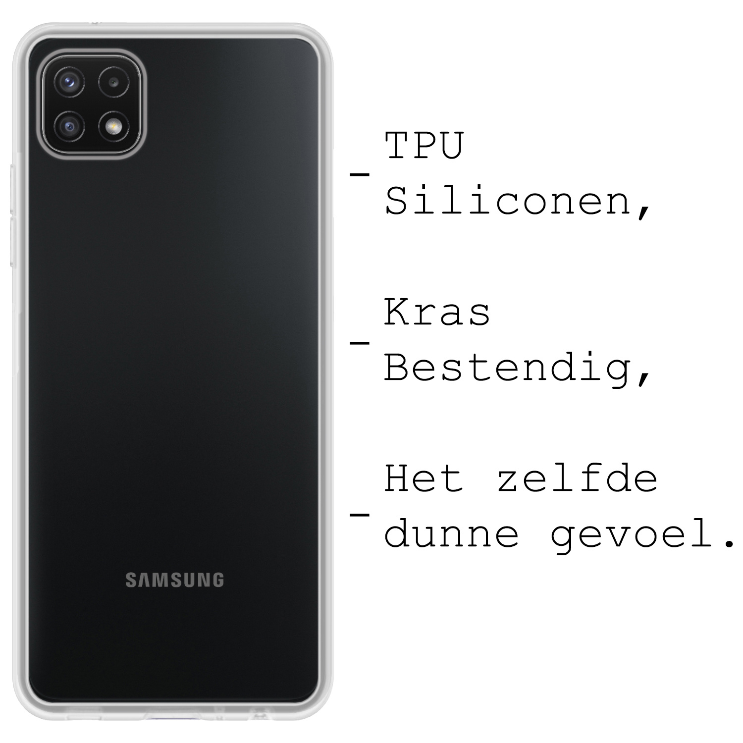 BASEY. Hoes Geschikt voor Samsung M22 Hoesje Siliconen Back Cover Case - Hoesje Geschikt voor Samsung Galaxy M22 Hoes Cover Hoesje - Transparant