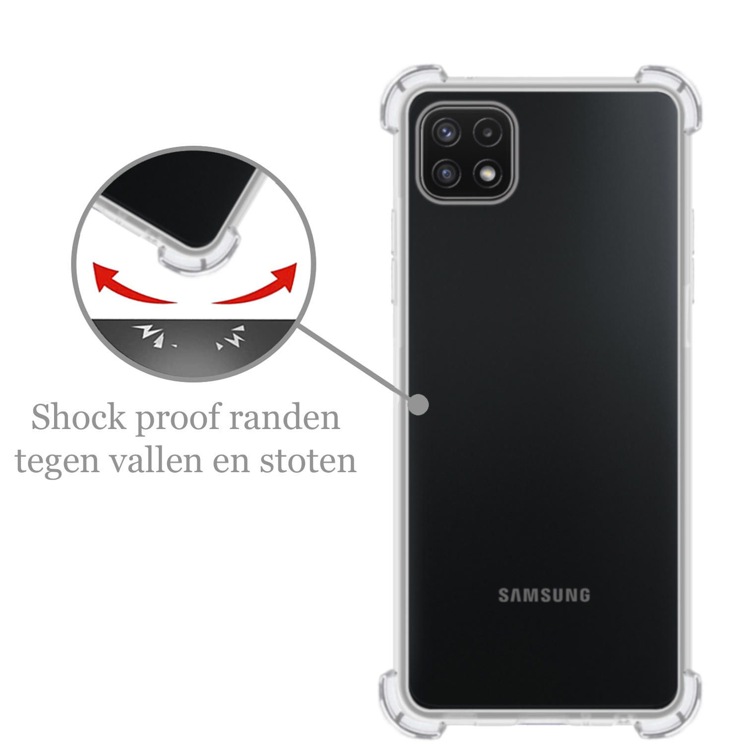 Hoesje Geschikt voor Samsung M22 Hoesje Shock Proof Cover Case Shockproof - Hoes Geschikt voor Samsung Galaxy M22 Hoes Siliconen Back Case - Transparant - 2 PACK