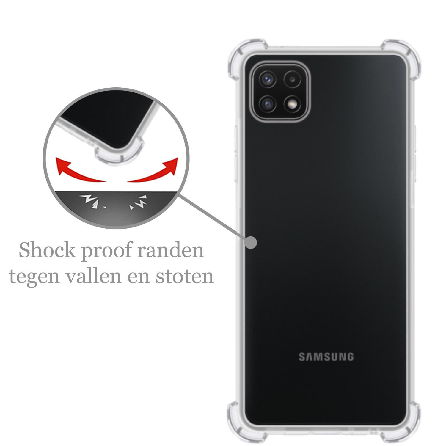 Nomfy Hoesje Geschikt voor Samsung M22 Hoesje Shock Proof Cover Case Shockproof - Hoes Geschikt voor Samsung Galaxy M22 Hoes Siliconen Back Case - Transparant - 2 PACK