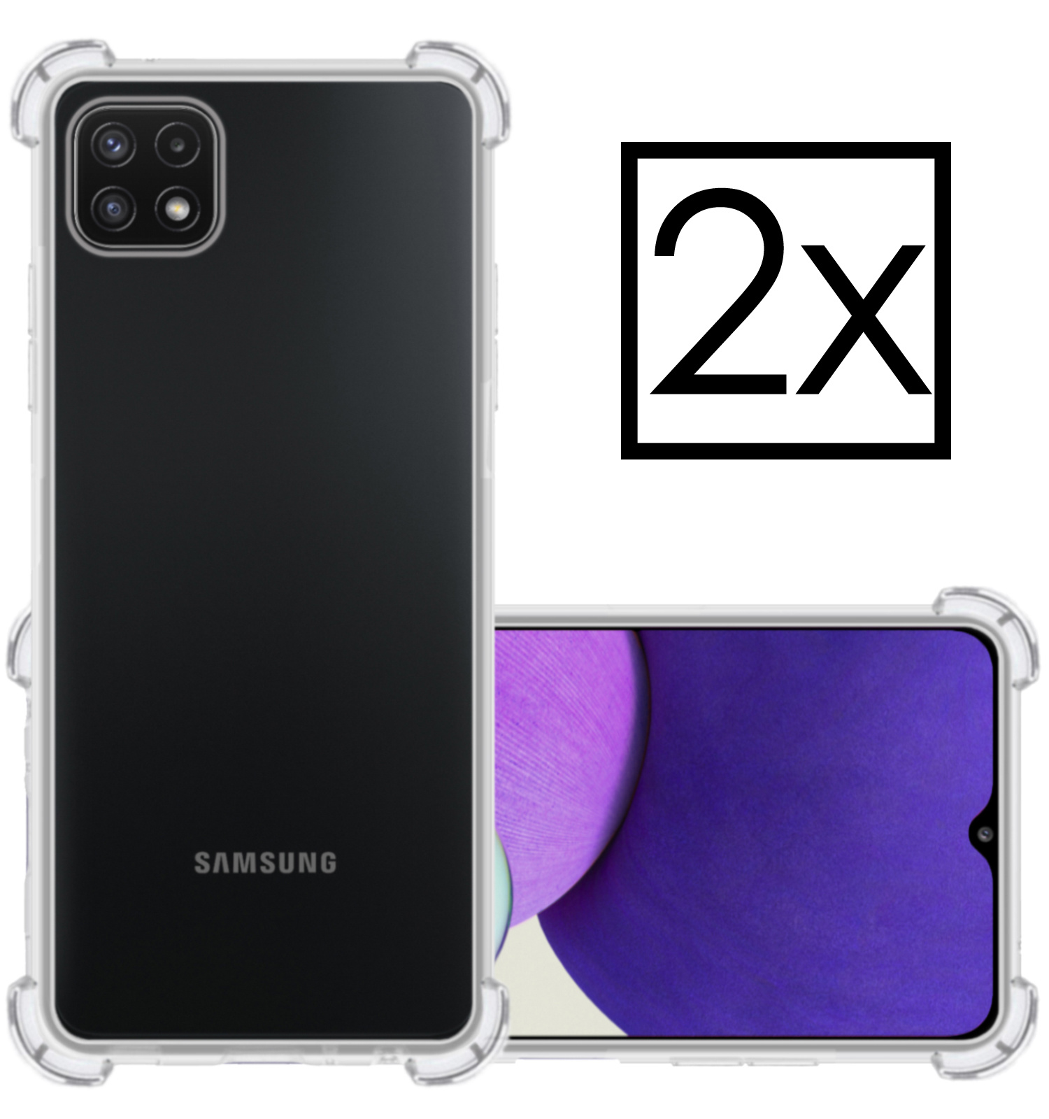 NoXx Hoes Geschikt voor Samsung M22 Hoesje Siliconen Cover Shock Proof Back Case Shockproof Hoes - Transparant - 2x