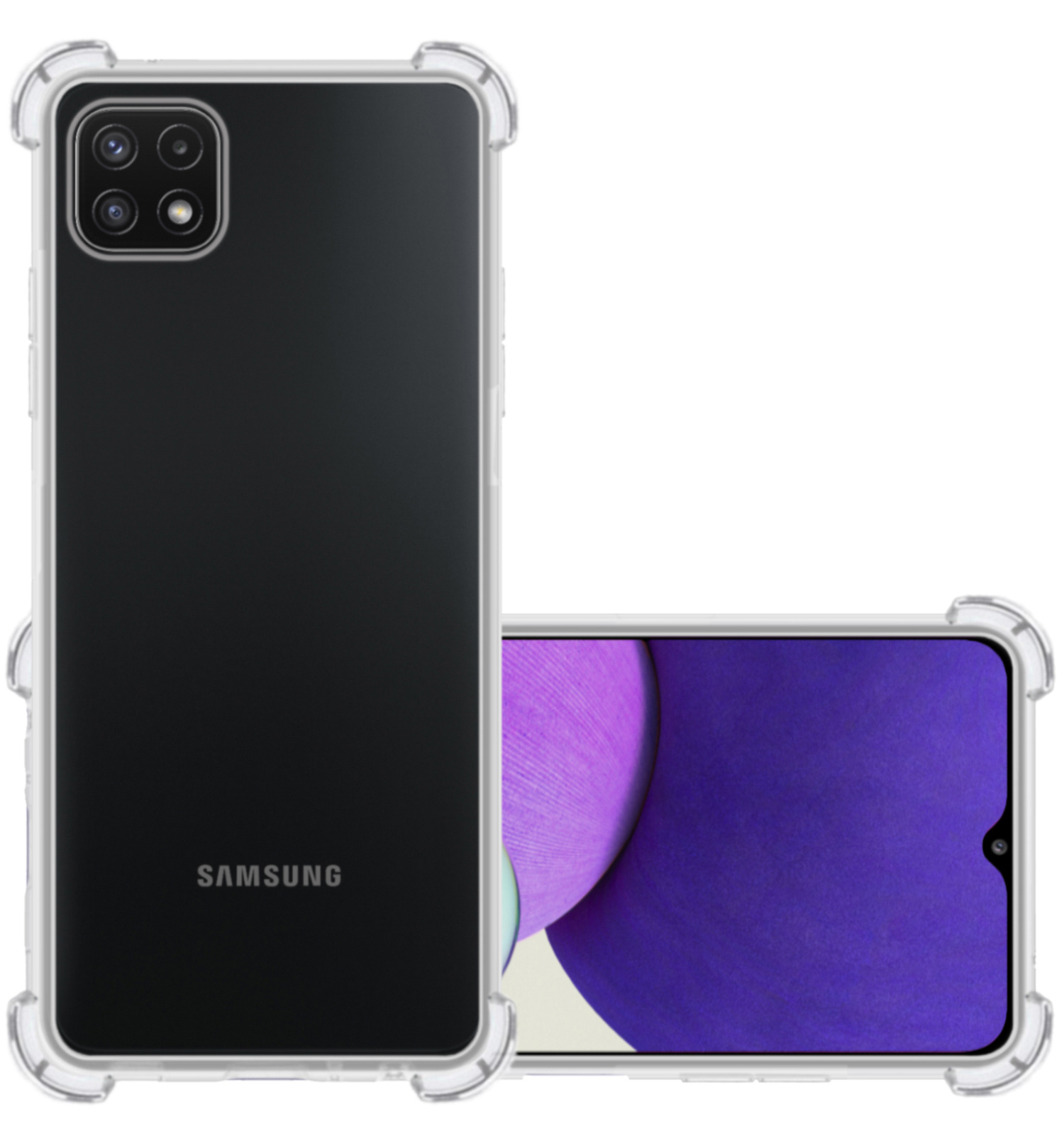 Hoes Geschikt voor Samsung M22 Hoesje Siliconen Cover Shock Proof Back Case Shockproof Hoes - Transparant
