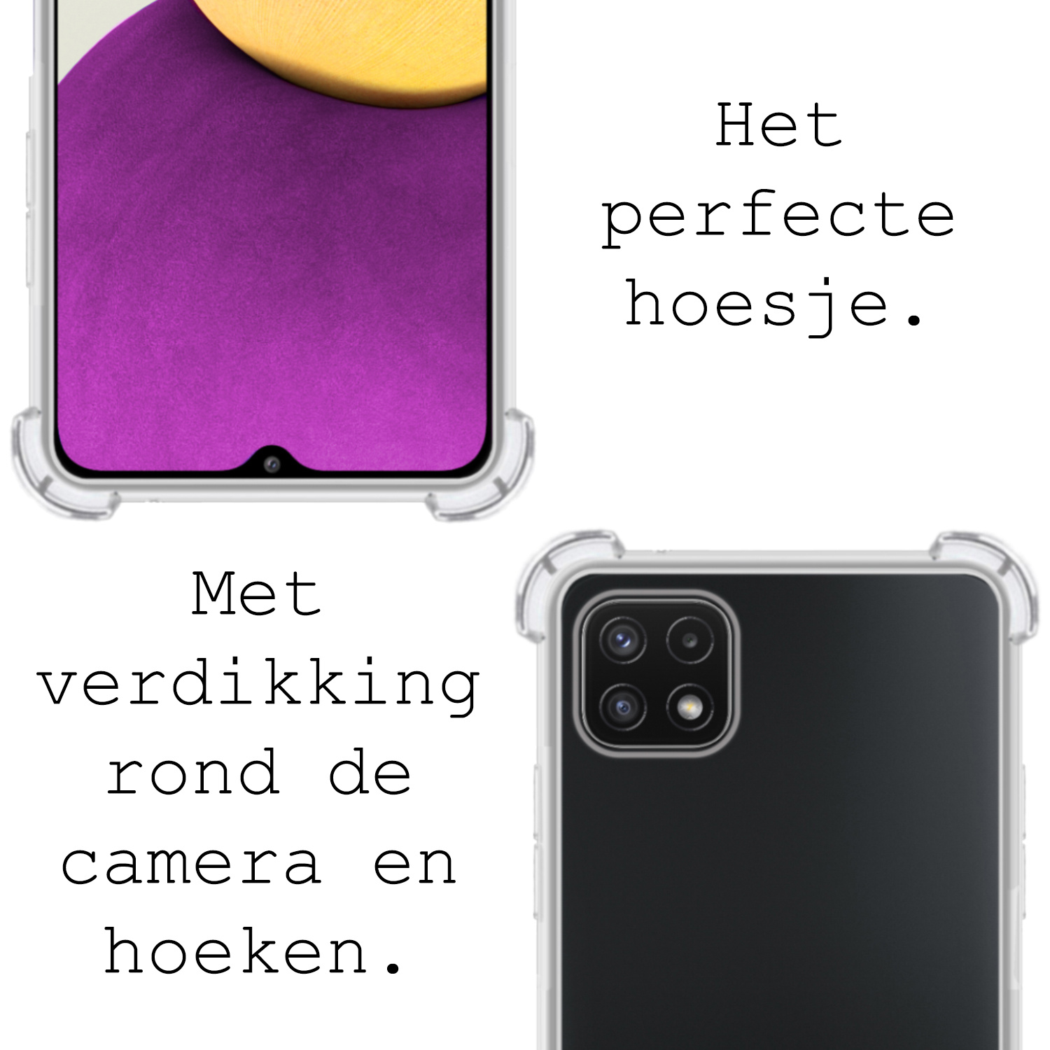 BASEY. Hoes Geschikt voor Samsung M22 Hoesje Shock Proof Case Hoes Siliconen - Hoesje Geschikt voor Samsung Galaxy M22 Hoes Cover Shockproof - Transparant