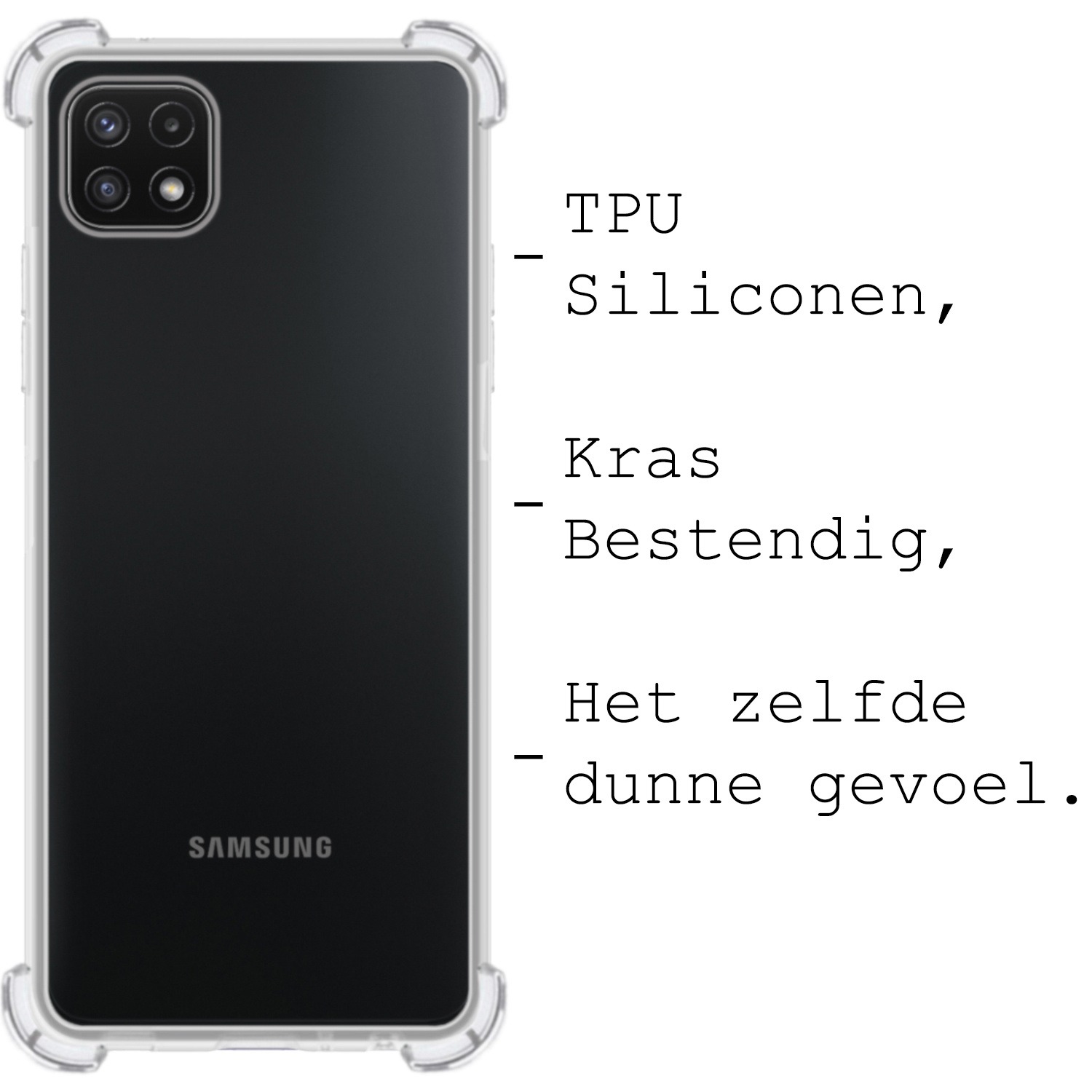 BASEY. Hoes Geschikt voor Samsung M22 Hoesje Shock Proof Case Hoes Siliconen - Hoesje Geschikt voor Samsung Galaxy M22 Hoes Cover Shockproof - Transparant