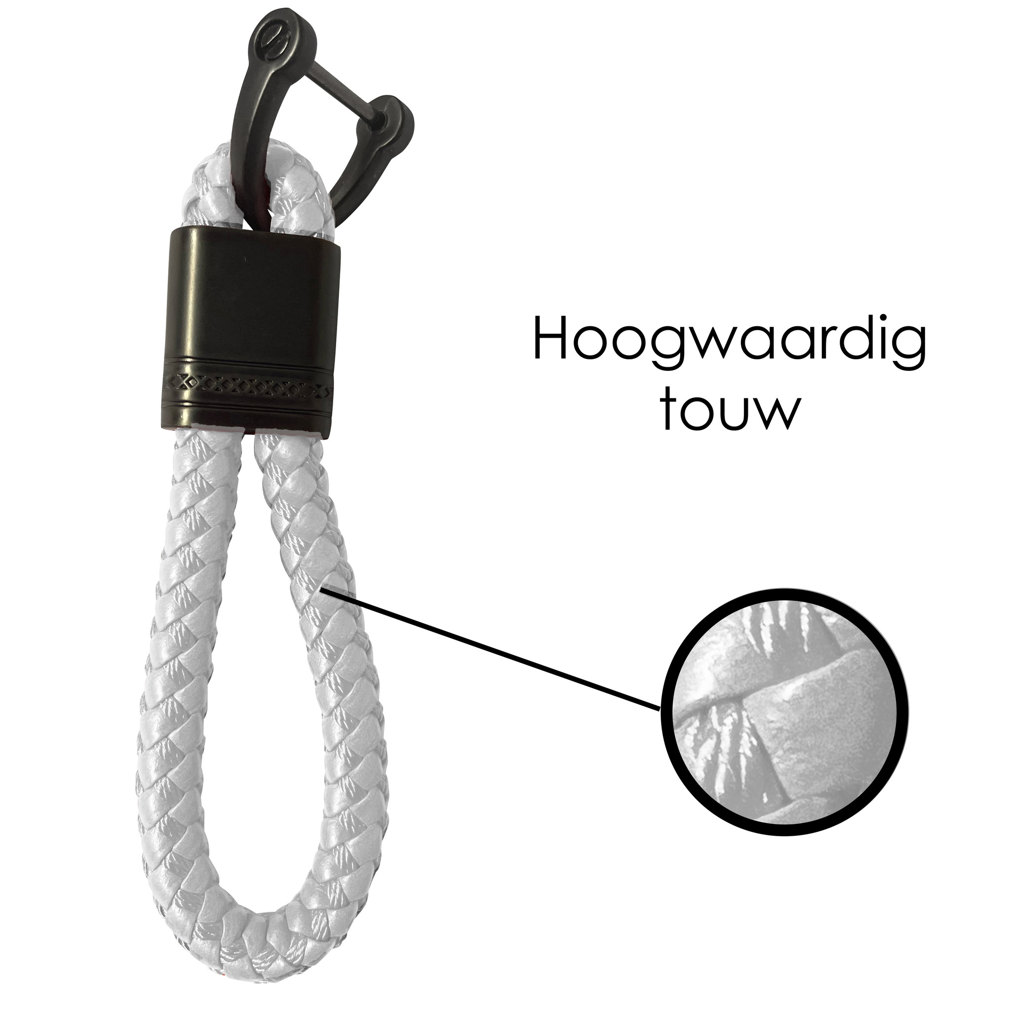 NoXx Sleutelhanger Koord Sleutelhanger Touw - Wit Met Sleutelhanger Ring