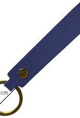 BASEY. Sleutelhanger Leer - Leren Sleutelhanger Met Sleutelhanger Ring - Donkerblauw