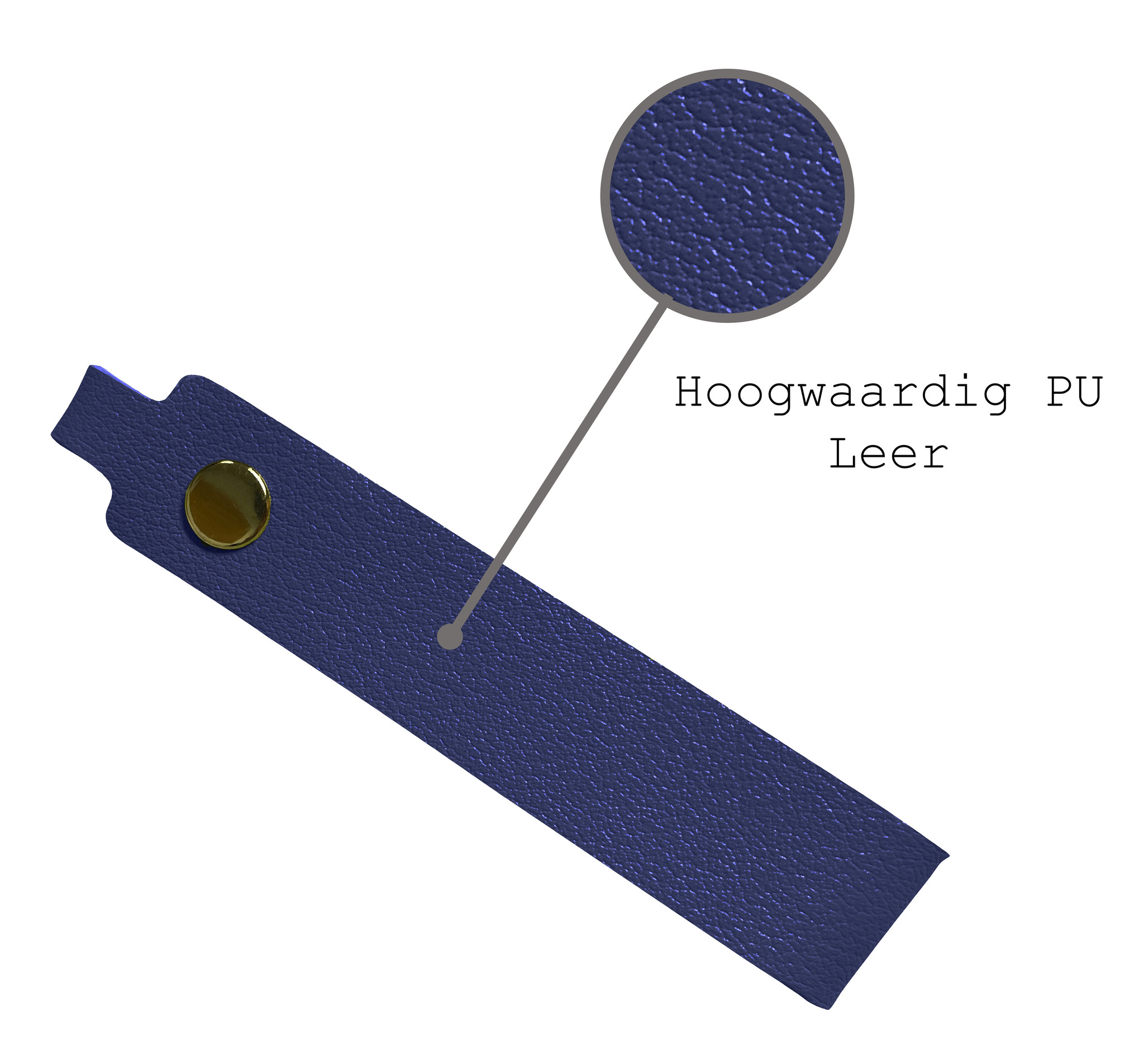 BASEY. Sleutelhanger Leer - Leren Sleutelhanger Met Sleutelhanger Ring - Donkerblauw