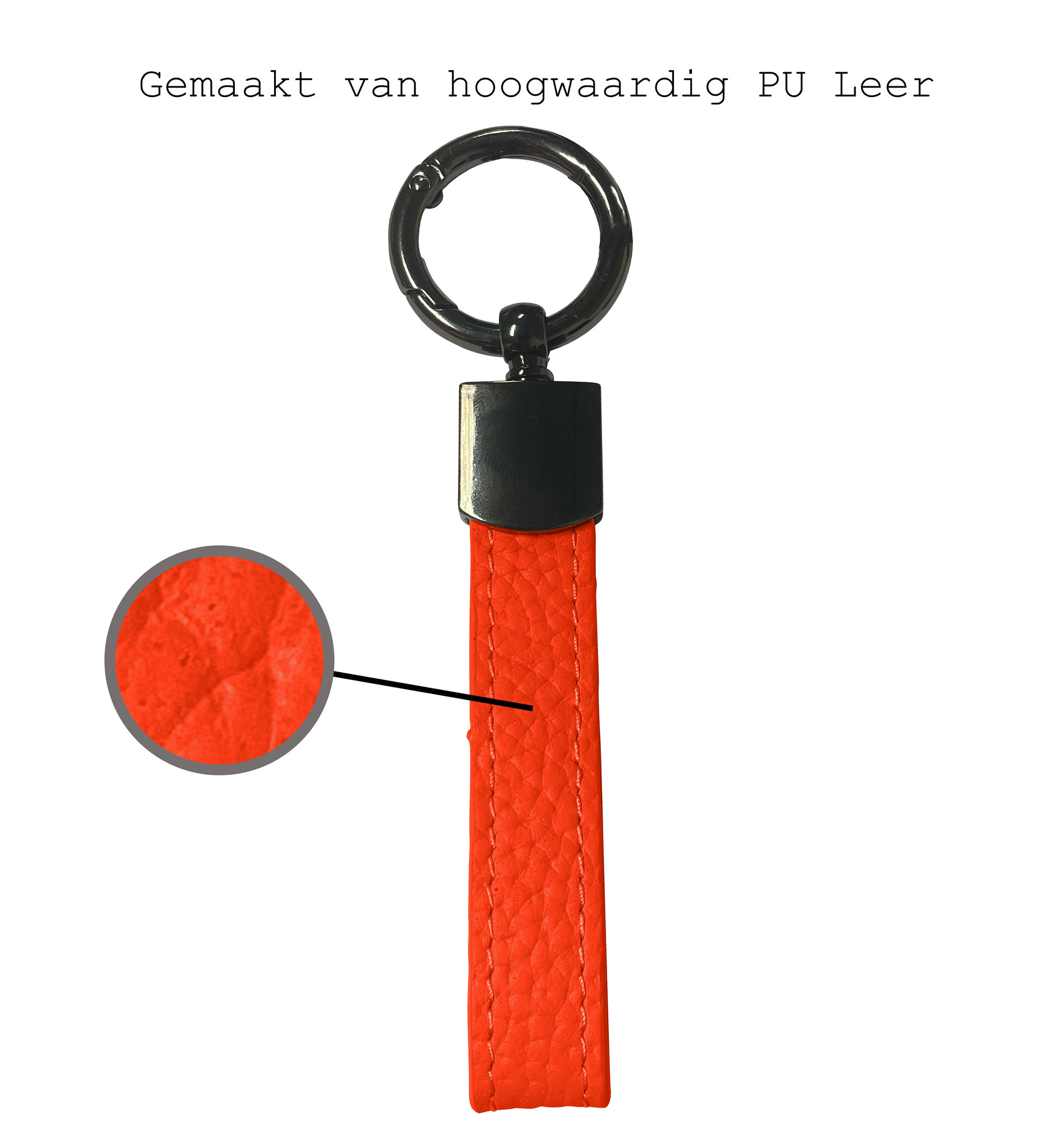 BASEY. Sleutelhanger Leer - Leren Sleutelhanger Met Sleutelhanger Ringen - Rood