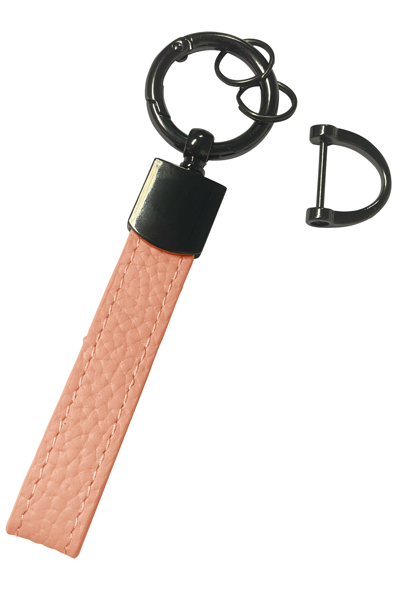 BASEY. Sleutelhanger Leer - Leren Sleutelhanger Met Sleutelhanger Ringen - Lichtroze