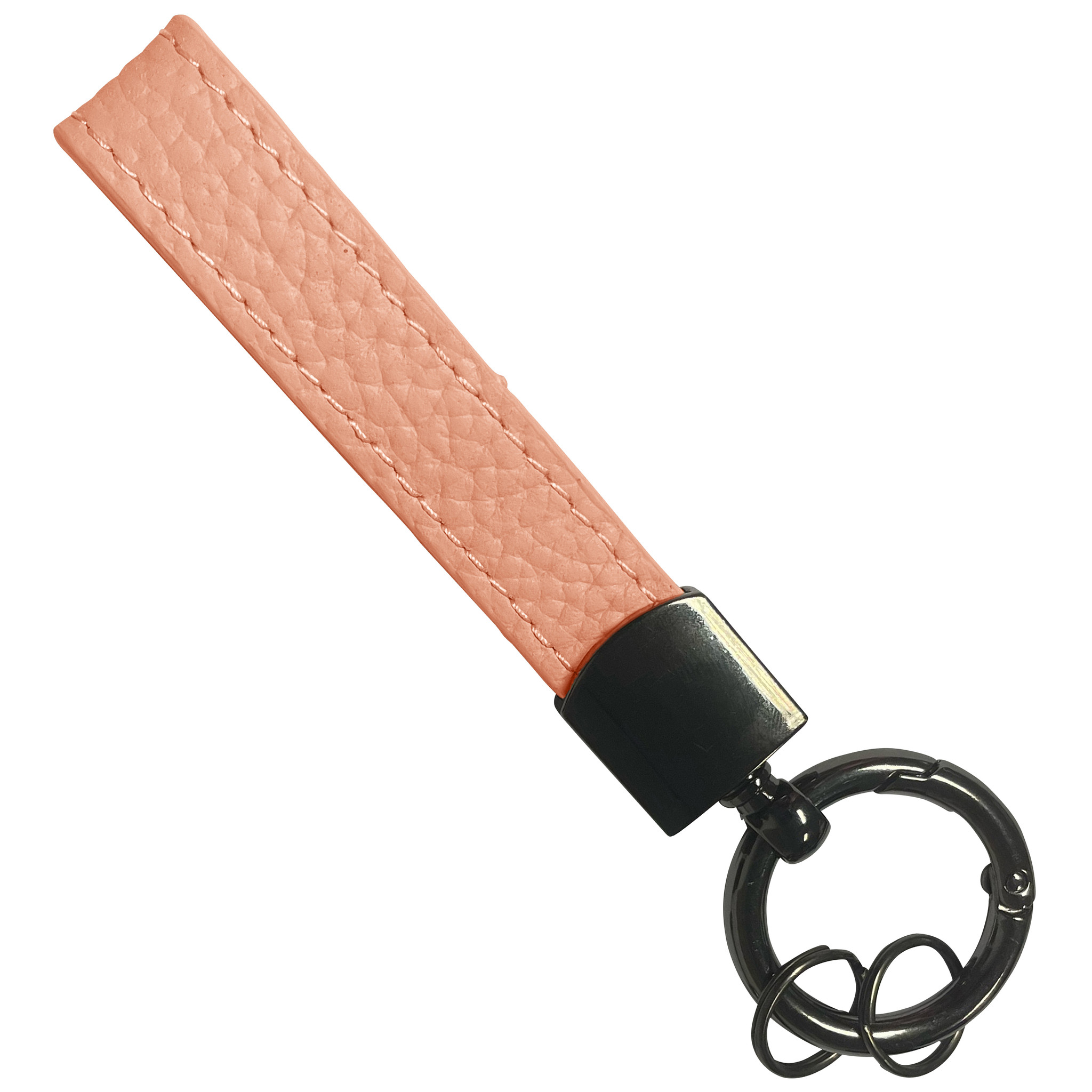BASEY. Sleutelhanger Leer - Leren Sleutelhanger Met Sleutelhanger Ringen - Lichtroze