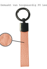BASEY. Sleutelhanger Leer - Leren Sleutelhanger Met Sleutelhanger Ringen - Lichtroze