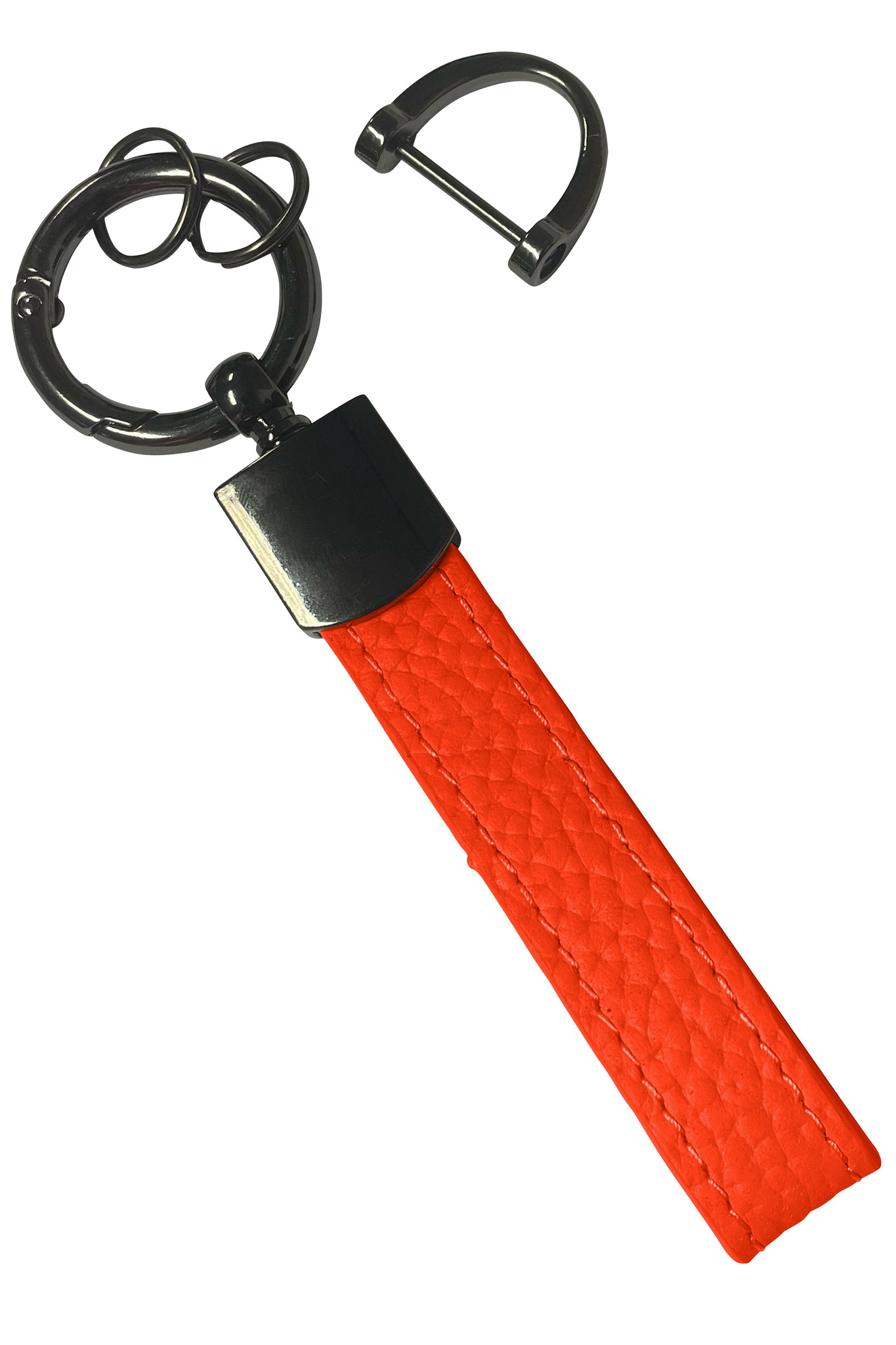 Nomfy Sleutelhanger Auto Met Sleutelhanger Ringen Leer Sleutelhanger Dik Leer Sleutelhanger - Rood