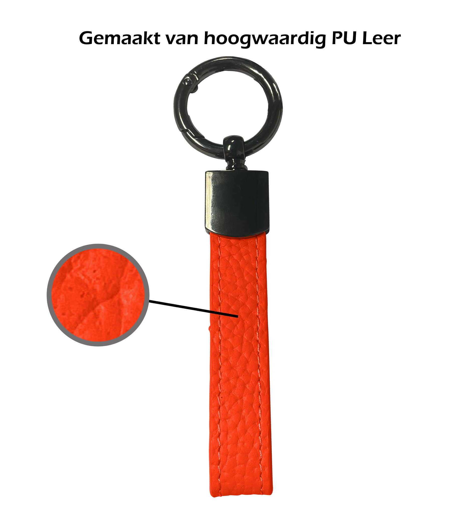 Nomfy Sleutelhanger Auto Met Sleutelhanger Ringen Leer Sleutelhanger Dik Leer Sleutelhanger - Rood