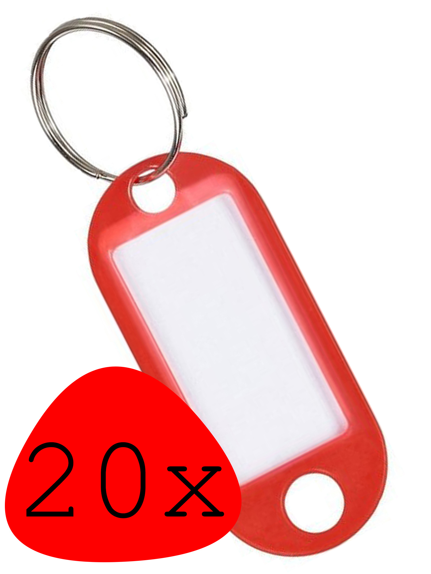 BASEY. Sleutellabels Sleutelhanger Sleutellabel Bagagelabel Naamlabels - Rood - 20x