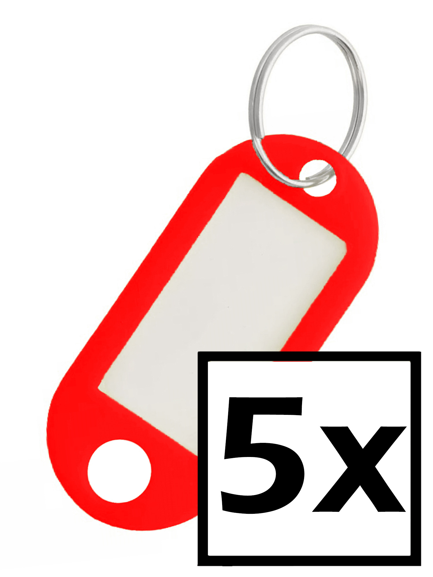 NoXx Sleutelhanger Sleutellabel Bagage Label Sleutel Naamlabel - Rood - 5x