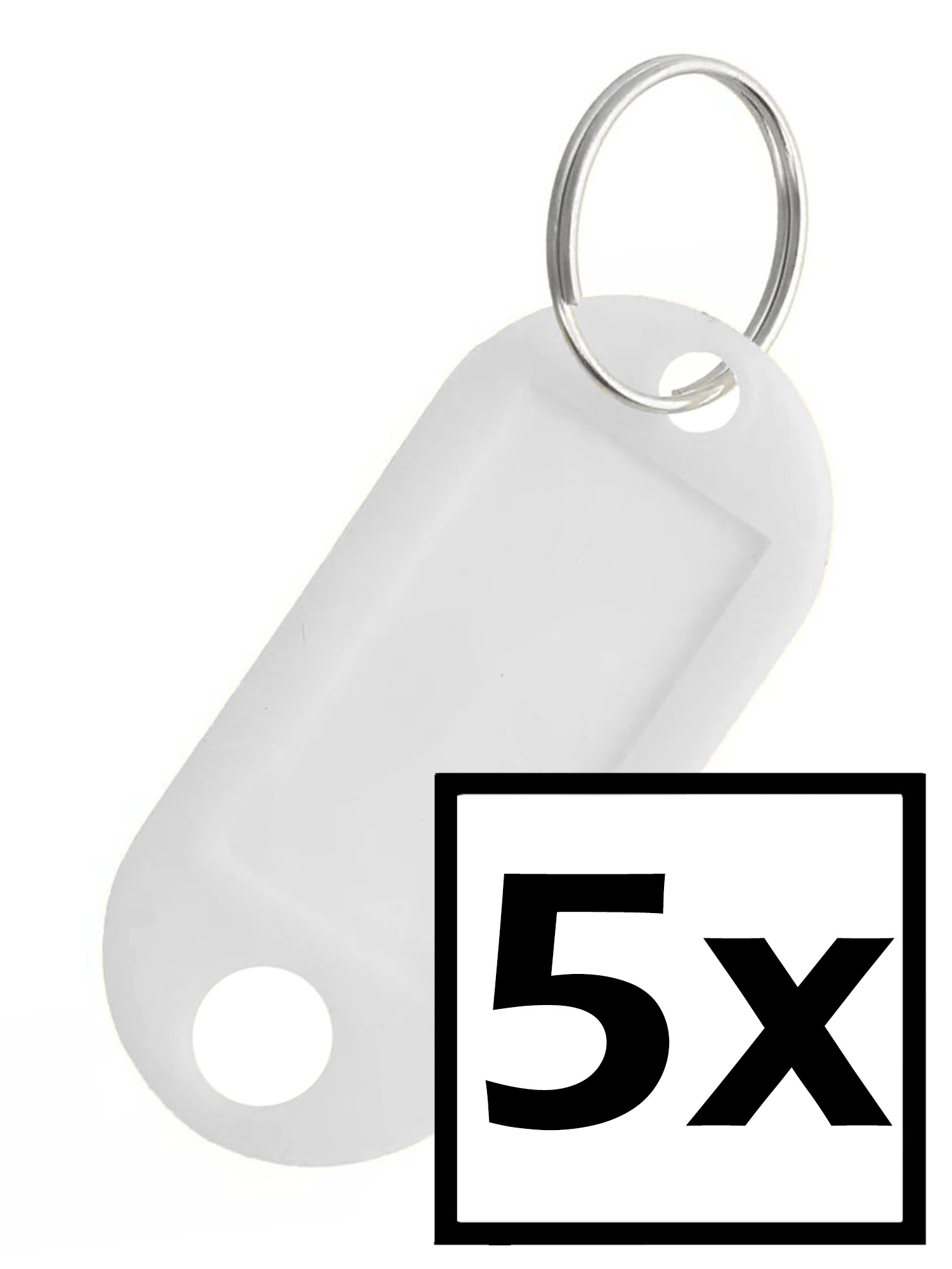 NoXx Sleutelhanger Sleutellabel Bagage Label Sleutel Naamlabel - Wit - 5x