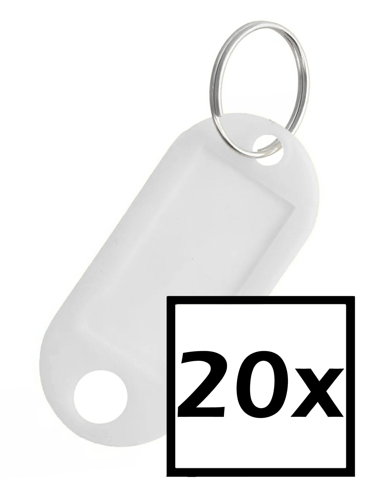 NoXx Sleutelhanger Sleutellabel Bagage Label Sleutel Naamlabel - Wit - 20x