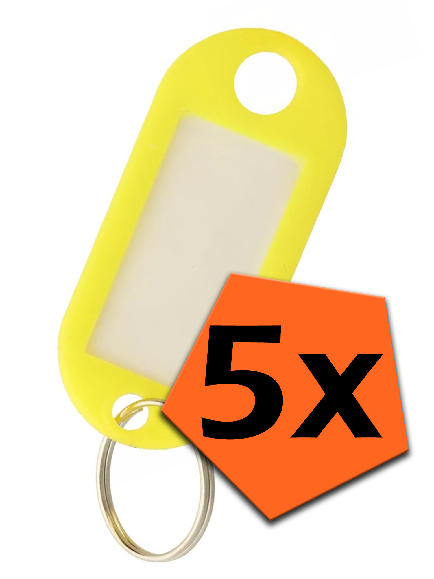 Nomfy Sleutelhanger Bagagelabel Gekleurde Sleutellabels Sleutelhangers Naamlabel Geel - 5x