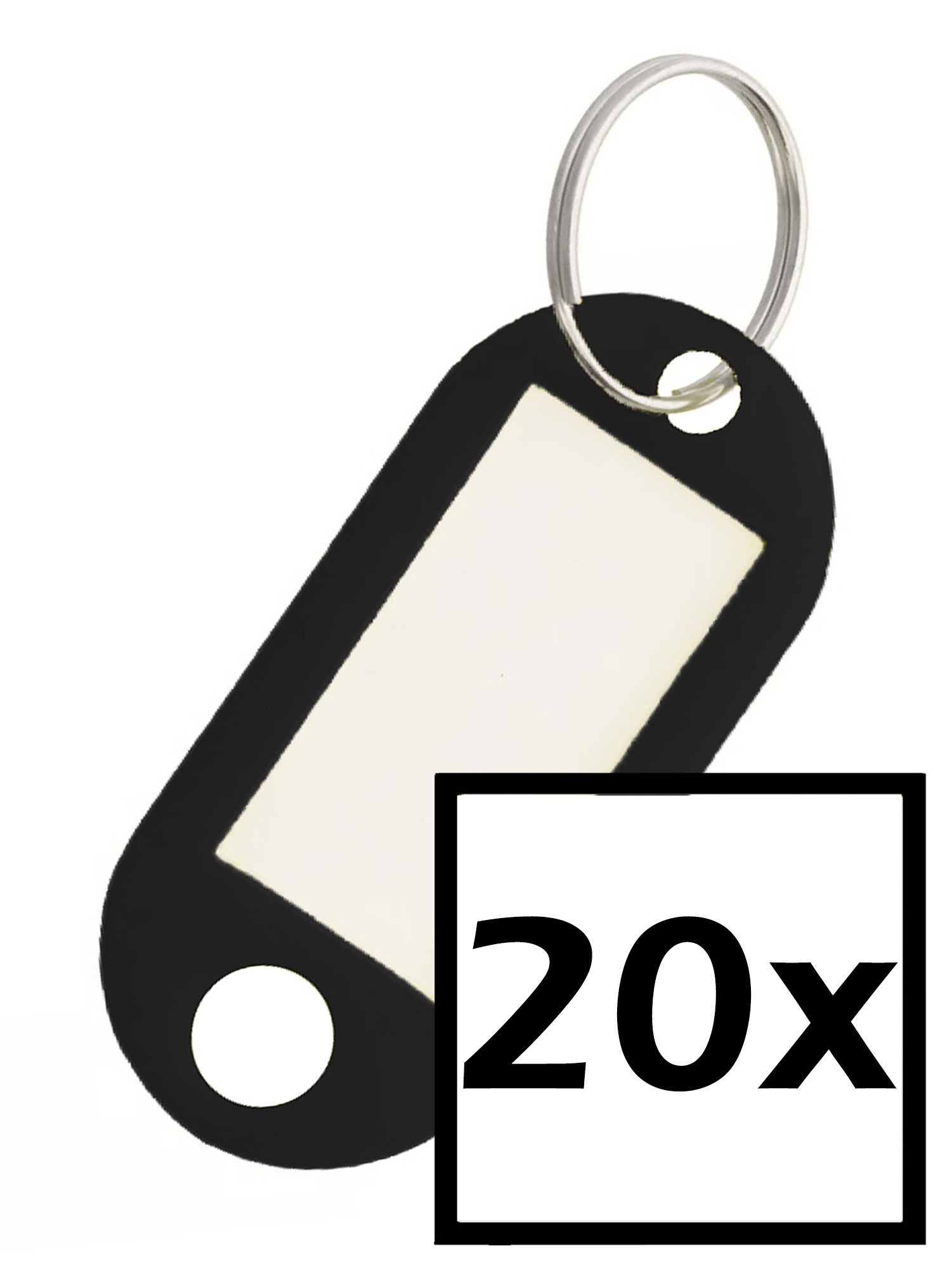 NoXx Sleutelhanger Sleutellabel Bagage Label Sleutel Naamlabel - Zwart - 20x