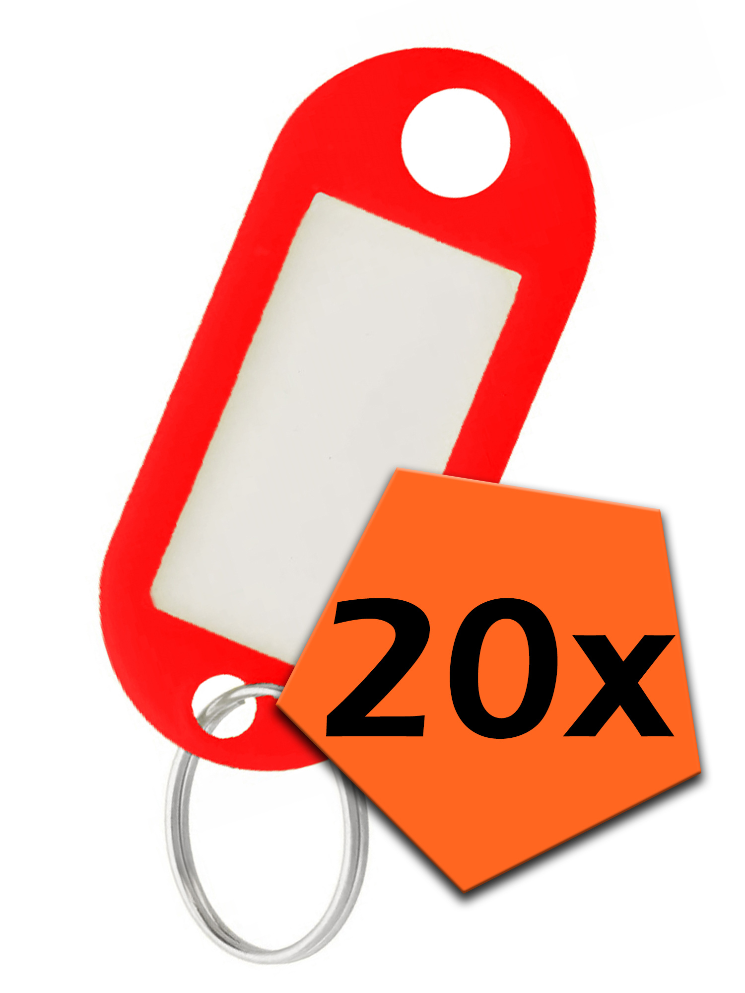 Nomfy Sleutelhanger Bagagelabel Gekleurde Sleutellabels Sleutelhangers Naamlabel Rood - 20x