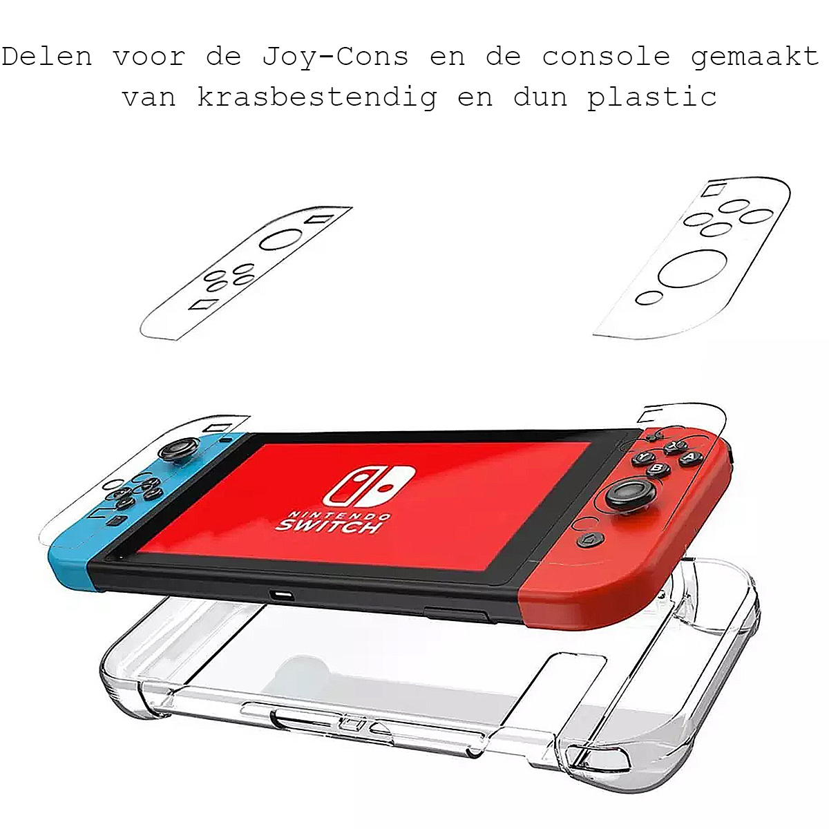 BASEY. Hoesje Geschikt voor Nintendo Switch Case Hoes Hard Cover Schokbestendig - Bescherm Case Geschikt voor Nintendo Switch Hoes - Transparant