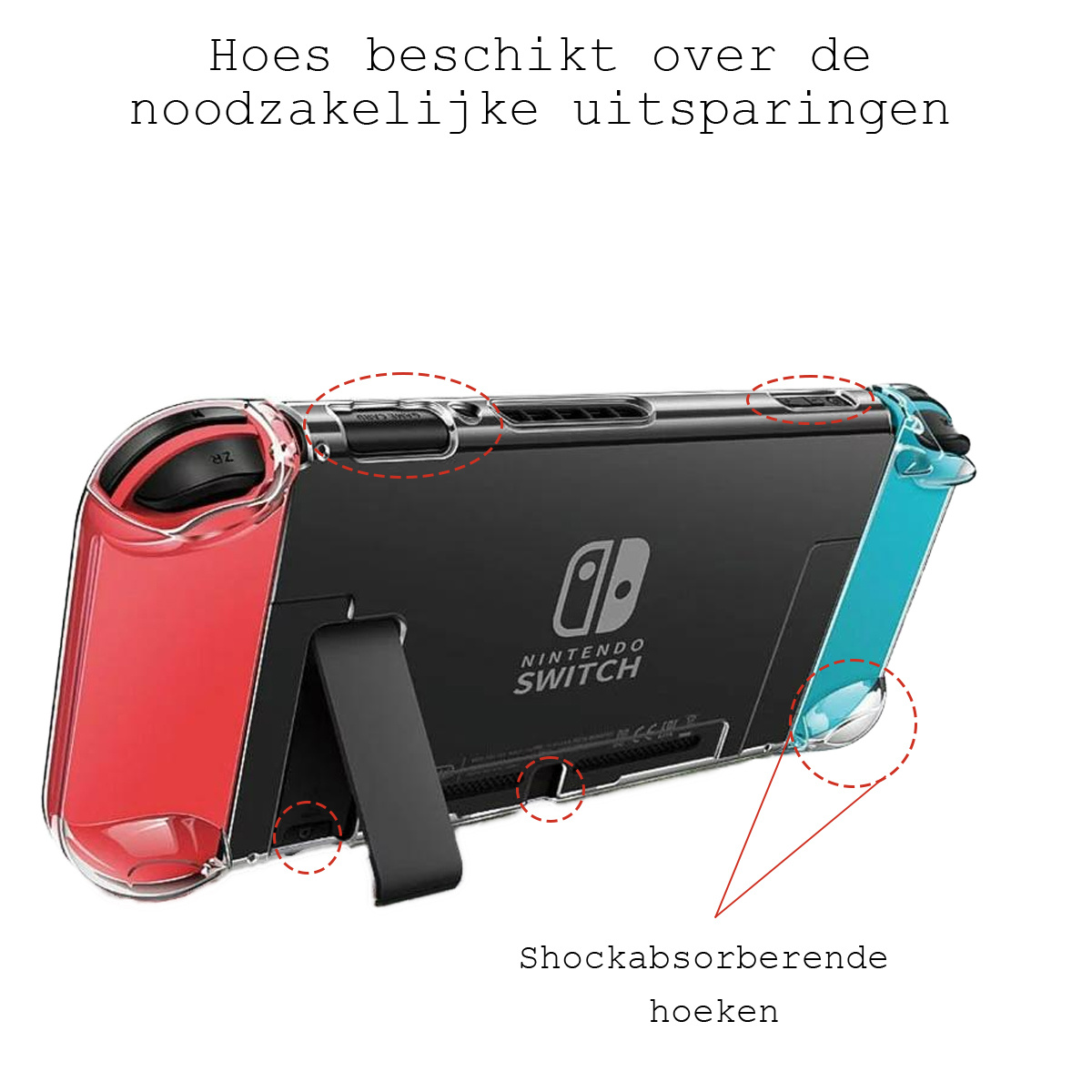 BASEY. Hoesje Geschikt voor Nintendo Switch Case Hoes Hard Cover Schokbestendig - Bescherm Case Geschikt voor Nintendo Switch Hoes - Transparant