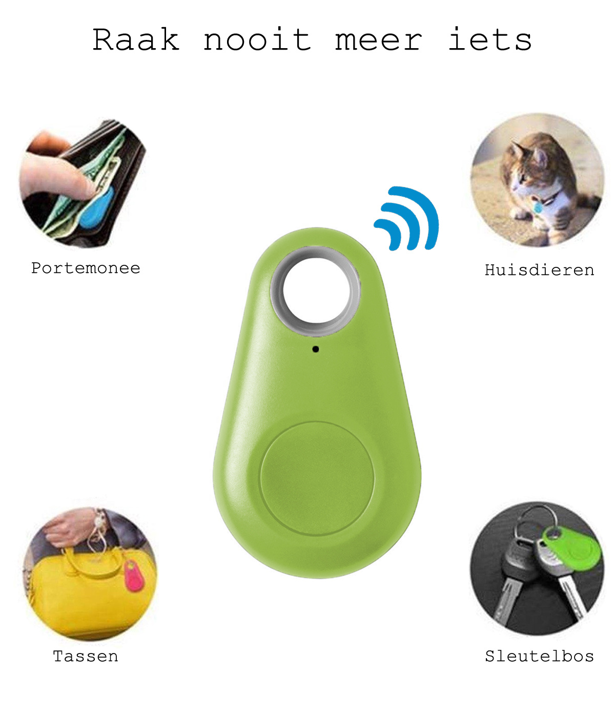 BASEY. Keyfinder Sleutelhanger Sleutelvinder Bluetooth Sleutelzoeker - Groen