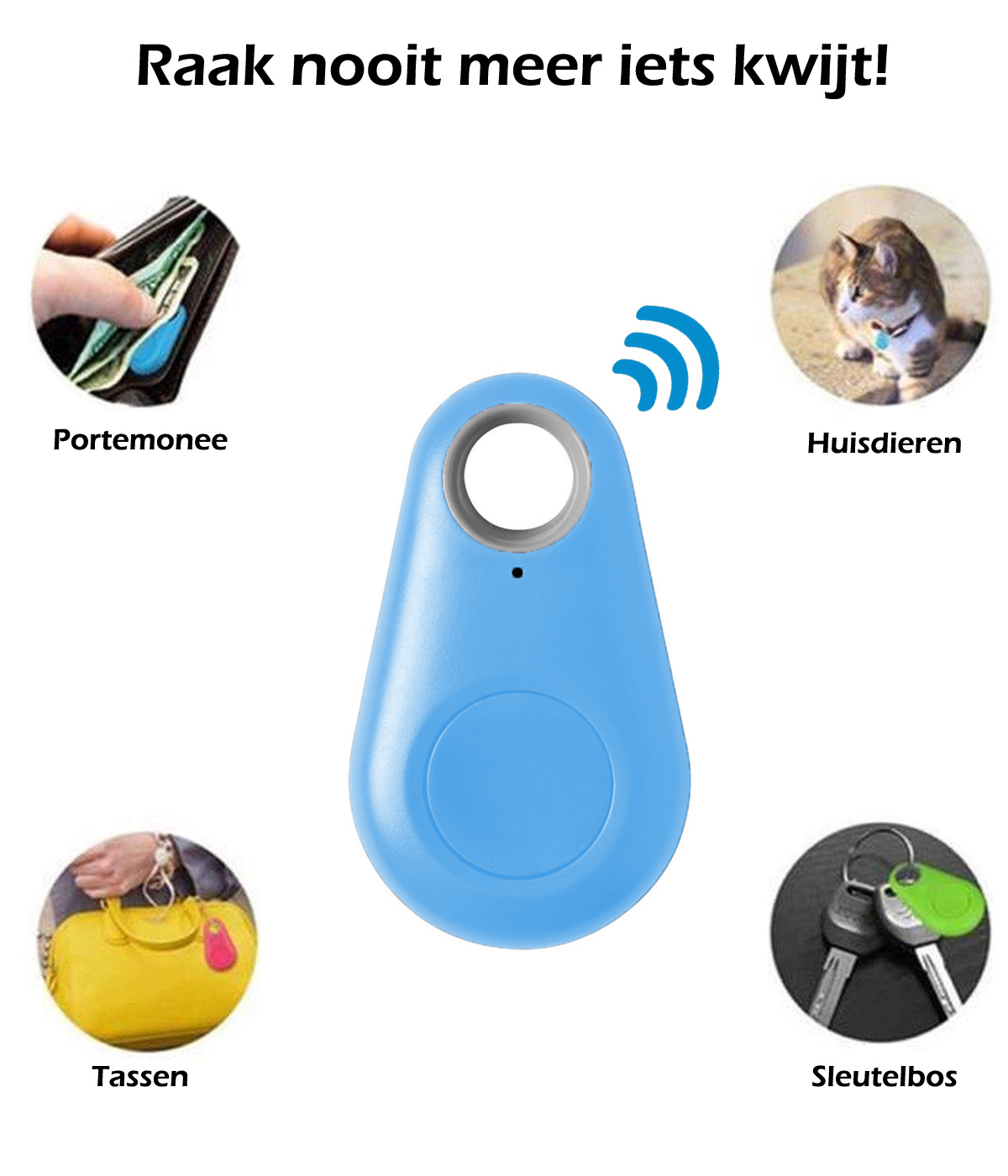 NoXx Keyfinder Bluetooth Sleutelvinder Sleutelzoeker Huisdier - Blauw