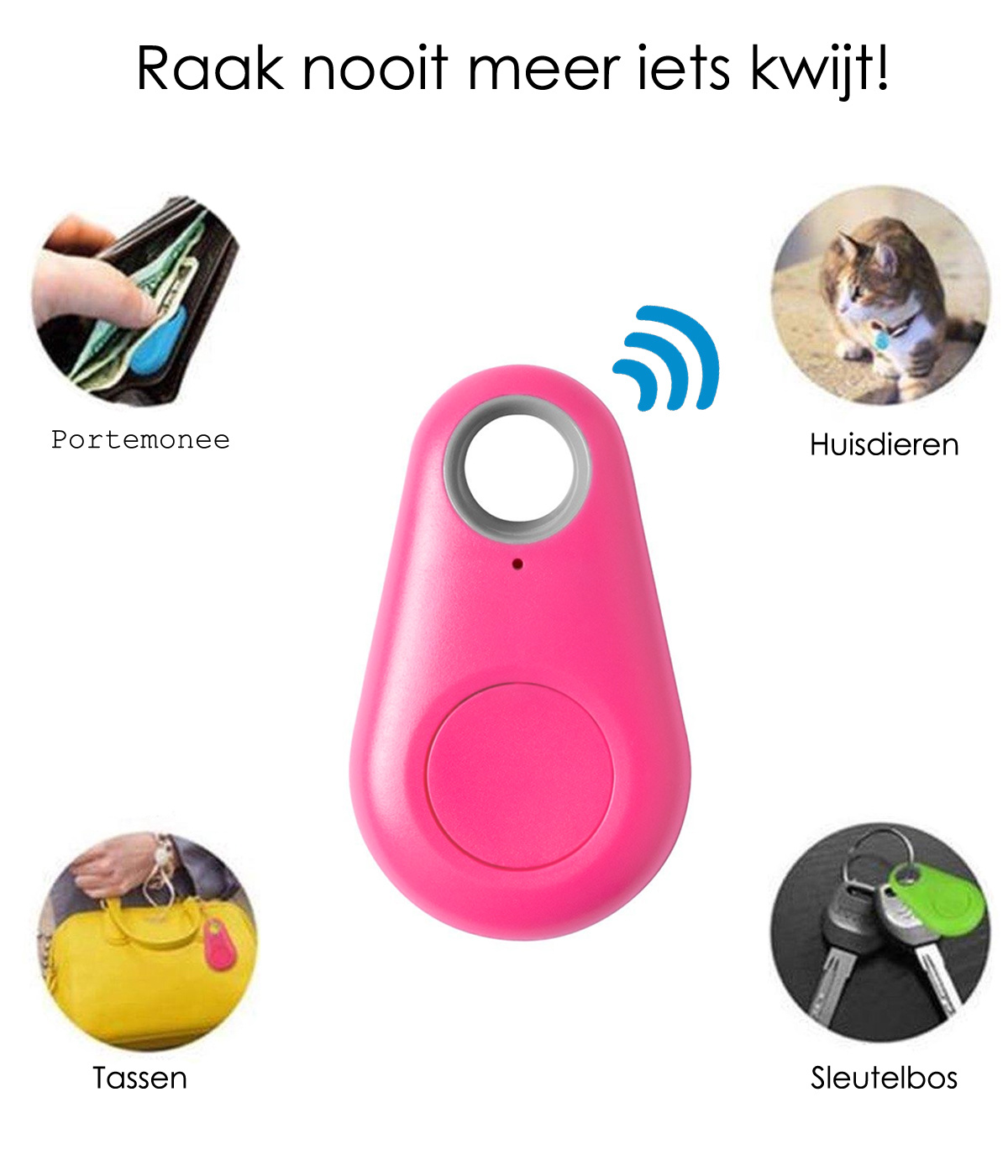 Nomfy Keyfinder Sleutelhanger Bluetooth Sleutelvinder Tracer Keyfinder Roze