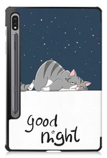 Nomfy Hoes Geschikt voor Samsung Galaxy Tab S8 Hoes Tri-fold Tablet Hoesje Case - Hoesje Geschikt voor Samsung Tab S8 Hoesje Hardcover Bookcase - Kat