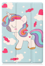 BASEY. Hoesje Geschikt voor Samsung Galaxy Tab S8 Hoes Case Tablet Hoesje Tri-fold - Hoes Geschikt voor Samsung Tab S8 Hoesje Hard Cover Bookcase Hoes - Eenhoorn