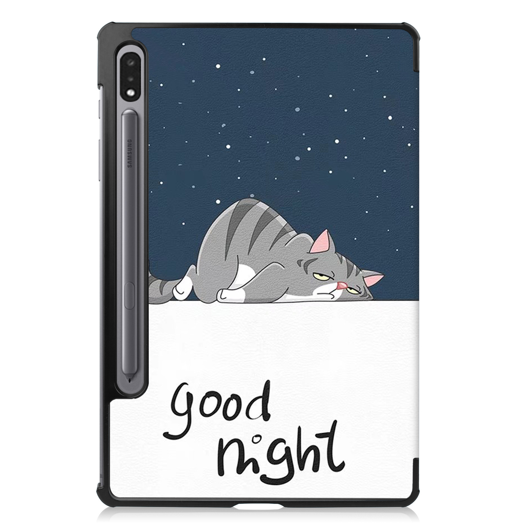 BASEY. Hoesje Geschikt voor Samsung Galaxy Tab S8 Ultra Hoes Case Tablet Hoesje Tri-fold - Hoes Geschikt voor Samsung Tab S8 Ultra Hoesje Hard Cover Bookcase Hoes - Kat