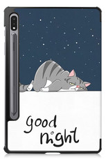 BASEY. Hoesje Geschikt voor Samsung Galaxy Tab S8 Ultra Hoes Case Tablet Hoesje Tri-fold Met Screenprotector - Hoes Geschikt voor Samsung Tab S8 Ultra Hoesje Hard Cover Bookcase Hoes - Kat