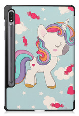 Samsung Galaxy Tab S8 Hoesje 11 inch Case Unicorn - Samsung Galaxy Tab S8 Hoes Hardcover Hoesje Bookcase Met Uitsparing S Pen - Unicorn