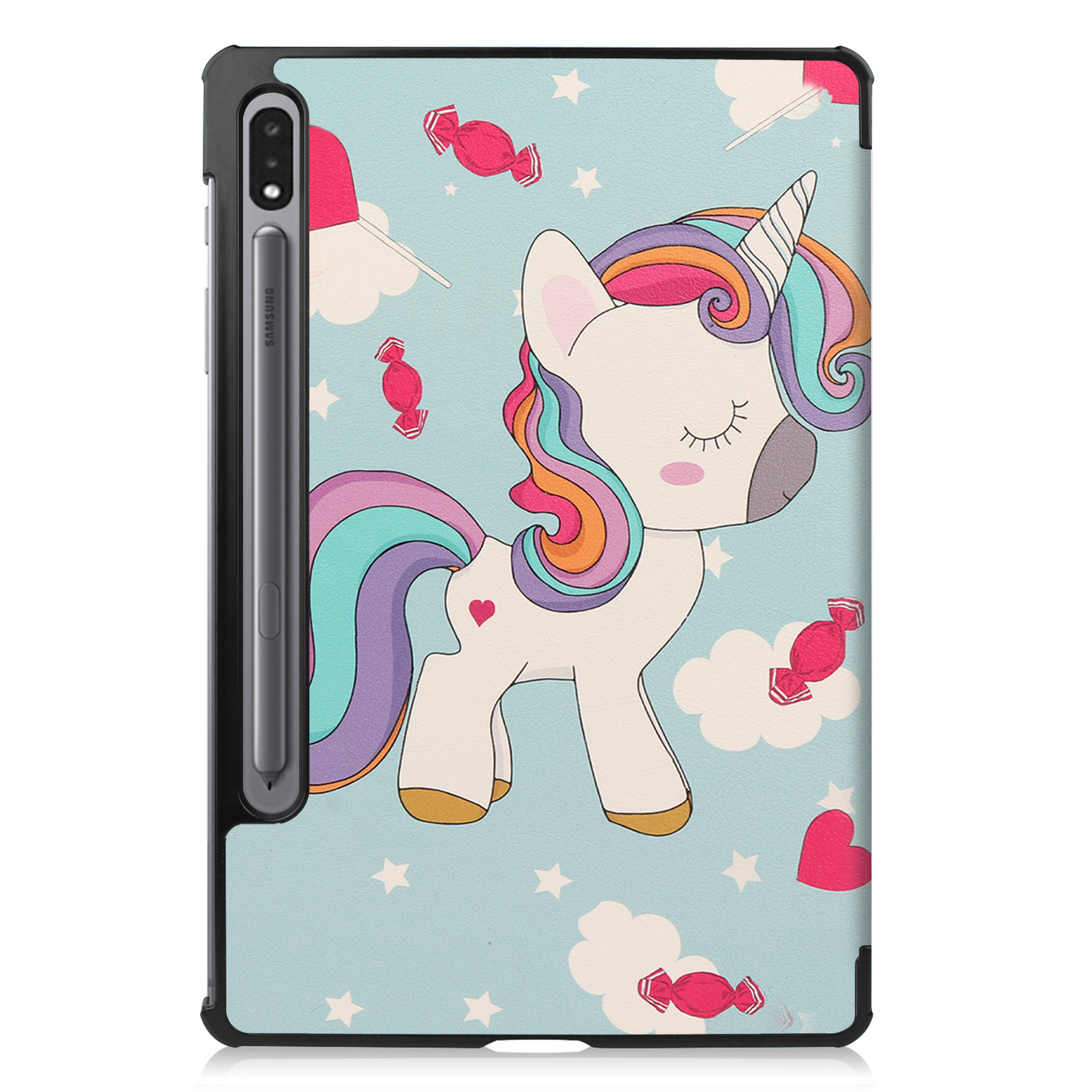 BASEY. Hoesje Geschikt voor Samsung Galaxy Tab S8 Ultra Hoes Case Tablet Hoesje Tri-fold - Hoes Geschikt voor Samsung Tab S8 Ultra Hoesje Hard Cover Bookcase Hoes - Eenhoorn