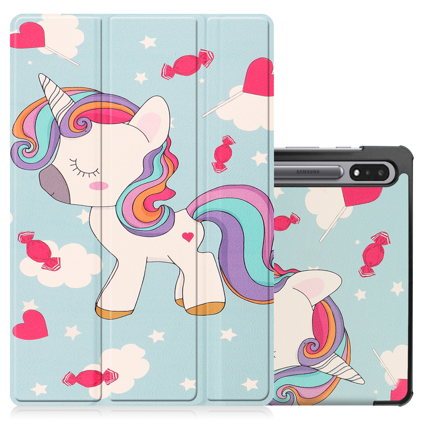 NoXx Samsung Galaxy Tab S8 Ultra Hoesje Case Hard Cover Met S Pen Uitsparing Hoes Book Case Unicorn