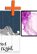 Nomfy Hoes Geschikt voor Samsung Galaxy Tab S8 Ultra Hoes Tri-fold Tablet Hoesje Case Met Screenprotector - Hoesje Geschikt voor Samsung Tab S8 Ultra Hoesje Hardcover Bookcase - Kat